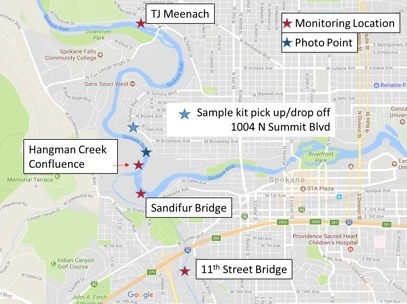 Map Spokane River sediment study locations
